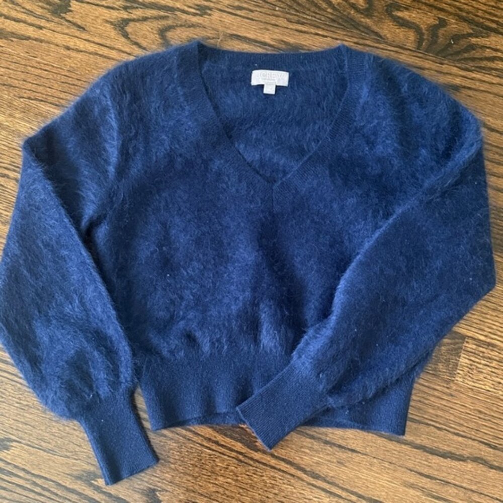 J. Crew Brushed Cashmere Sweater in Deep Blue